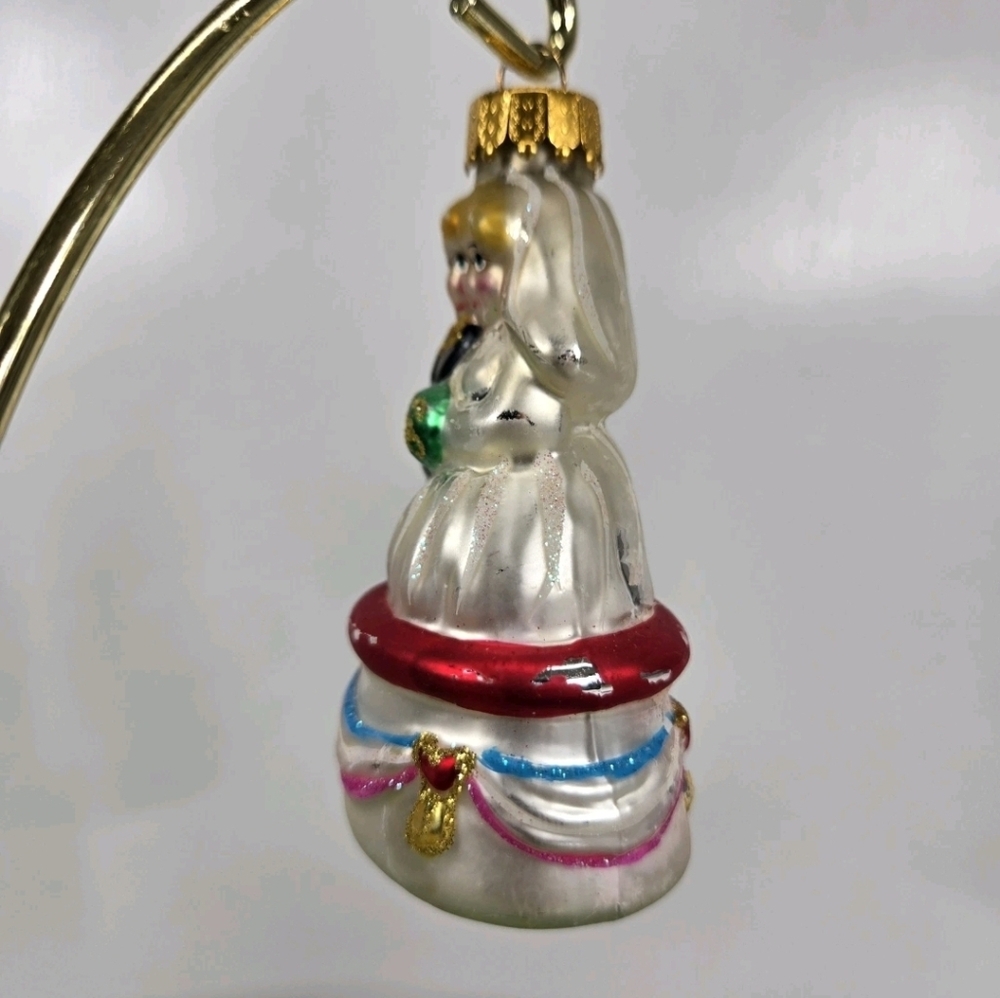 VTG‎ Wedding Bride Groom Couple Glass Christmas Tree Ornament Gift  Hand Painted - Picture 4 of 11